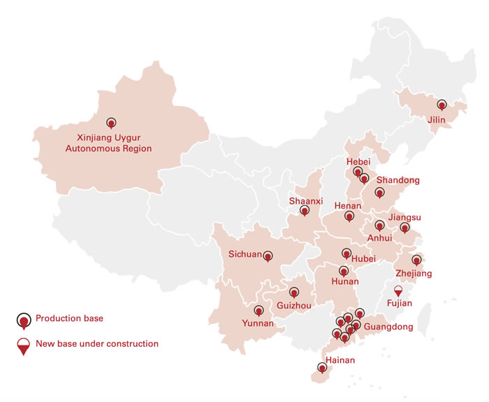 Table Five:  China Lesso's Production Facilities Across China
